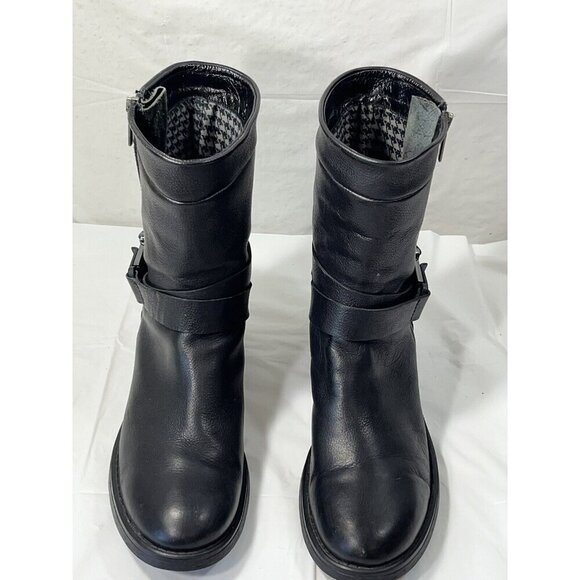 AQUATALIA Boots MARVIN K Moto Leather Biker Side Zip Black Italy  Womens 9.5 - Picture 3 of 15